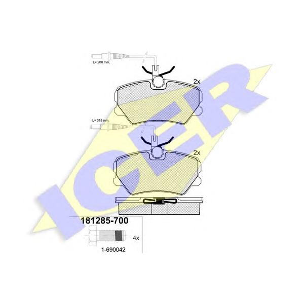 ICER - 181285700 (181285-700_колодки дисковые п.!// Peugeot 306, Citroen ZX 2.0i 92-97)