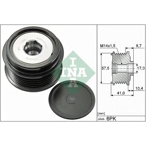 INA - 535028210 (535 0282 10_шкив генератора! Ford Mondeo/S-Max/Ga)
