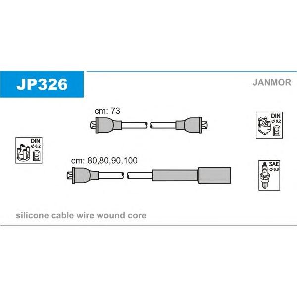 JANMOR - JP326 (ком-т проводов/ Isuzu Trooper/Campo/Midi/Van 2.0-2.6i 83>, Mazda 323 1.5 80>)