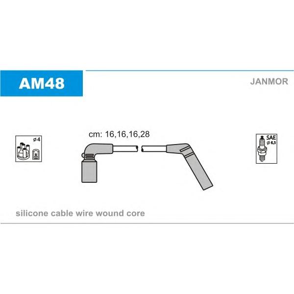 JANMOR - AM48 (Комплект проводов зажигания CHEVROLET: AVEO 1.2 06-, KALOS 1.2 05-, MATIZ 1.0 05-, SPARK 1.0 05- / D)