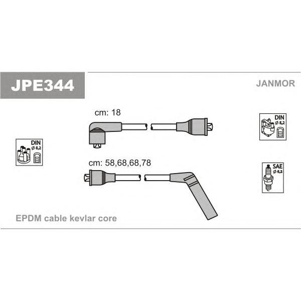 JANMOR - JPE344 (Комплект проводов зажигания HYUNDAI: ELANTRA I 90-95, LANTRA I 90-95, LANTRA 90-95, SONATA I 88-93)