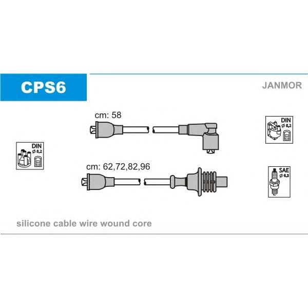 JANMOR - CPS6 (ком-т проводов/ Peugeot 205 1.6 <92/305/309 1.6/1.9 <88)