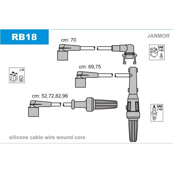 JANMOR - RB18 (Высоковольт. провода ком./кт)