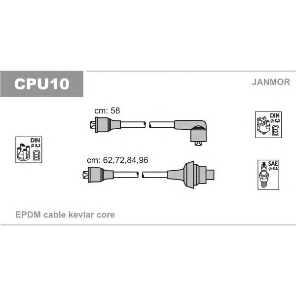 JANMOR - CPU10 (ком-т проводов/ Peugeot 305 1.6/1.9 83-86/205 1.6 <86)