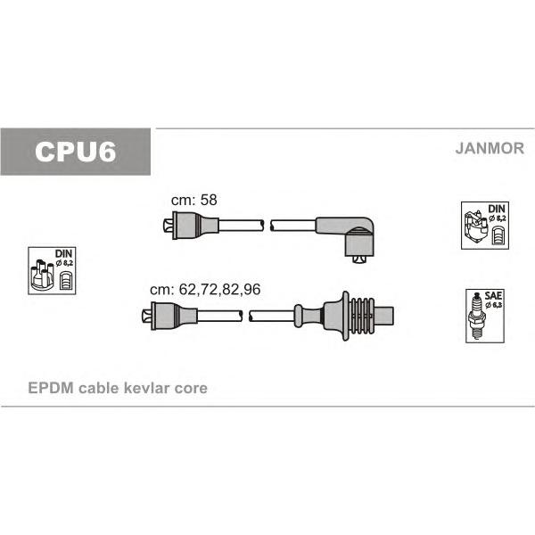 JANMOR - CPU6 (ком-т проводов/ Peugeot 205 1.6 <92/305/309 1.6/1.9 <88)