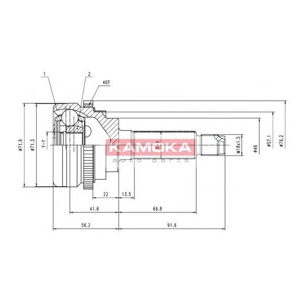 KAMOKA - 6944 (Шрус, внеш. 23/19/46MM/40ABS DEAWOO MATIZ 98->)
