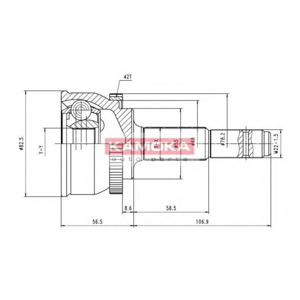 KAMOKA - 7178 (Шрус, внеш. 25/22/55MM/42ABS NISSAN ALMERA I (N15)