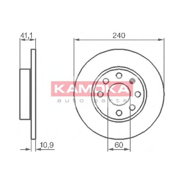 KAMOKA - 1032258 (Тормозной диск передний цельный OPEL CORSA C 00->)