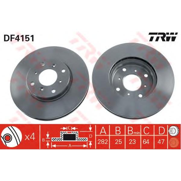 LUCAS-TRW - DF4151 (диск торм. пер./ Honda Accord 1.6-2.0TDi 98>)