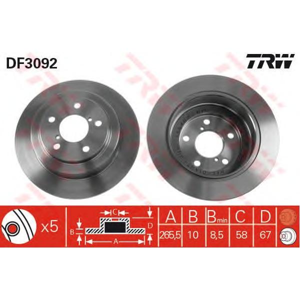 LUCAS-TRW - DF3092 (Диск тормозной задний Ø266x10)
