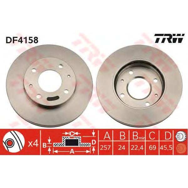 LUCAS-TRW - DF4158 (Диск тормозной HYUNDAI SONATA (EF) 2.0-2.5 98-01/SONATA (NF) 2.4 05- передний)