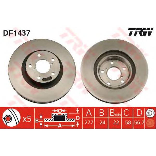 LUCAS-TRW - DF1437 (Диск тормозной передний Ø277x24)