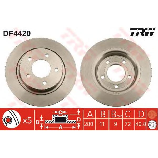 LUCAS-TRW - DF4420 (Диск тормозной задний 280x11)