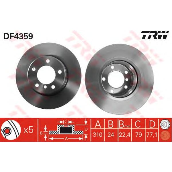 LUCAS-TRW - DF4359 (диск торм. пер./ BMW E60/E61 2.0/2.5/2.5D M54/M57 03>)