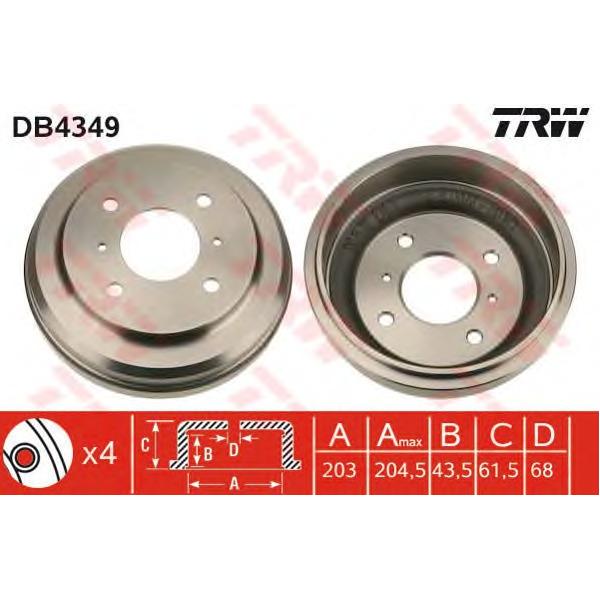 LUCAS-TRW - DB4349 (Барабан тормозной Ø203x43.5 Nissan Almera N16/Classic)