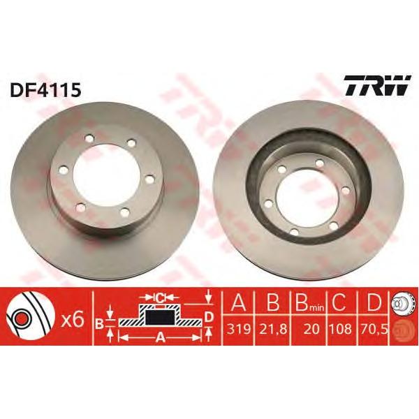 LUCAS-TRW - DF4115 (диск торм. пер./ Toyota 4-Runner/Land Cruiser 3.4-3.0TD 95>)