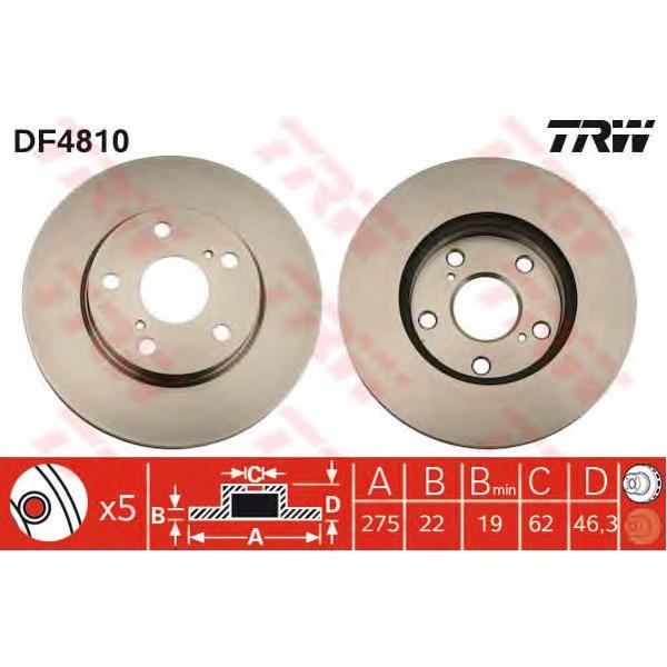 LUCAS-TRW - DF4810 (Диск тормозной передний Ø275x22)