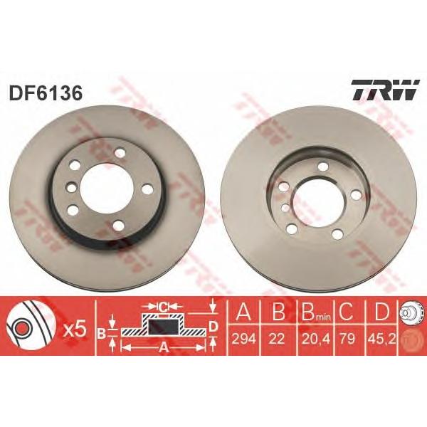 LUCAS-TRW - DF6136 (Диск тормозной MINI: MINI COUNTRYMAN Cooper/Cooper D/Cooper D ALL4/Cooper SD/Cooper SD ALL4/One/One)