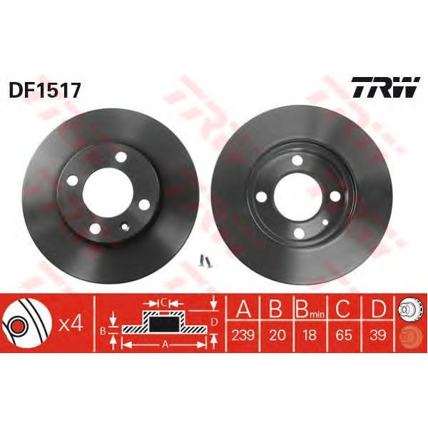 LUCAS-TRW - DF1517 (Диск тормозной перед. (239 x 20 mm. 4/100) <13