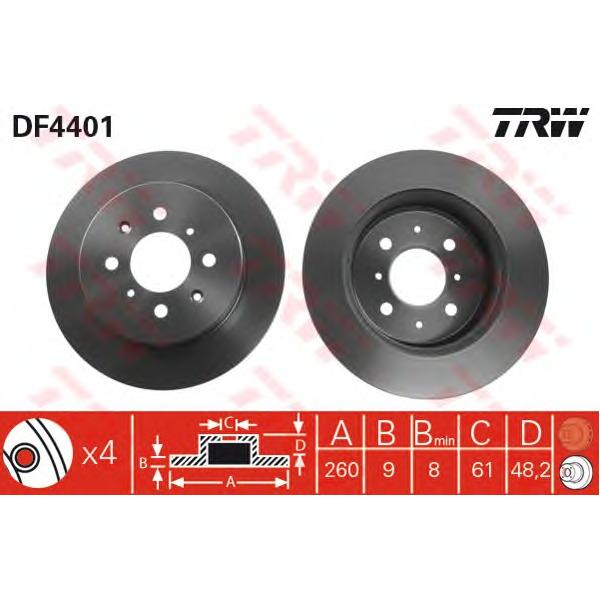 LUCAS-TRW - DF4401 (диск тормозной зад./ Honda Civic VI 1.6-1.7i/1.7CTDi 01-05)