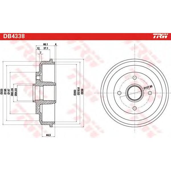 LUCAS-TRW - DB4338 (Барабан тормозной)