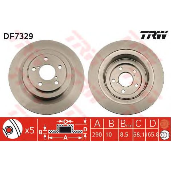 LUCAS-TRW - DF7329 (Диск тормозной SUBARU FORESTER 97-/LEGACY 98-03/OUTBACK 00-09 задний D=290мм.)
