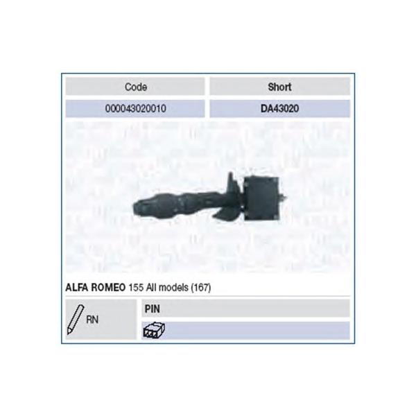 MAGNETI MARELLI - 000043020010 (Переключатель подрулевой AR 155 z airbagiem n 84743->)