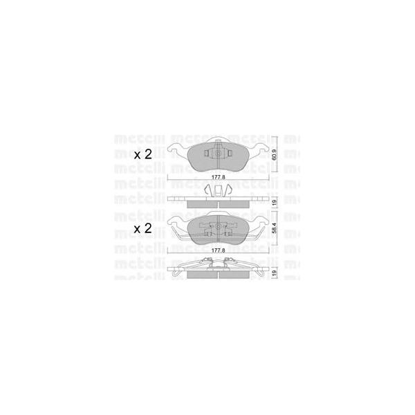 METELLI - 22-0291-0 (Колодки тормозные передние для Ford Focus I 1998~2004)