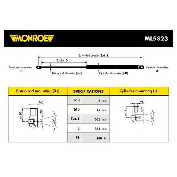 MONROE - ML5823 (Амортизатор крышки багажника)