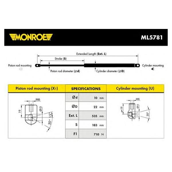 MONROE - ML5781 (Пружина газовая крышки багажника)