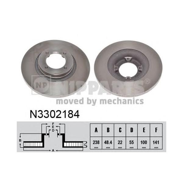 NIPPARTS - N3302184 (Диск тормозной передний 238x22)