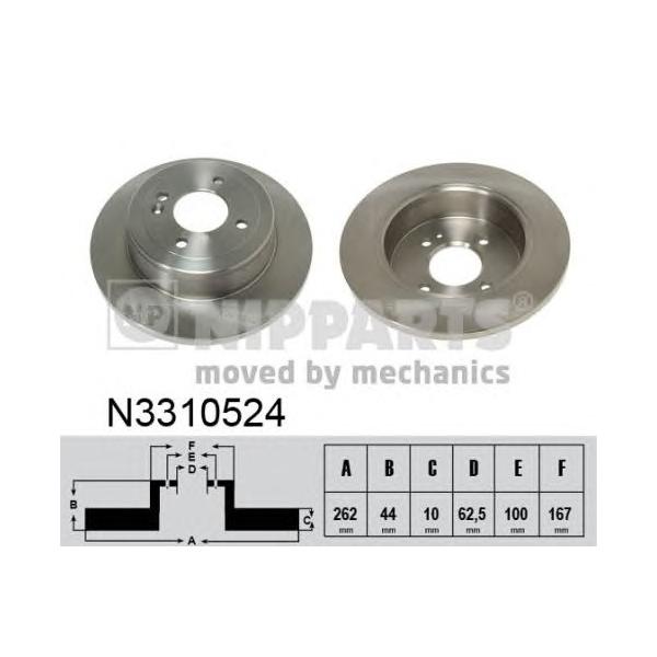 NIPPARTS - N3310524 (Диск тормозной задний Ø262x10)