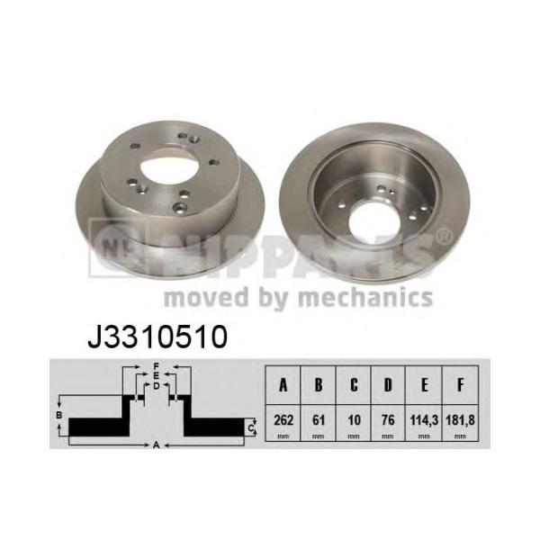NIPPARTS - J3310510 (Диск тормозной задний 262x10)