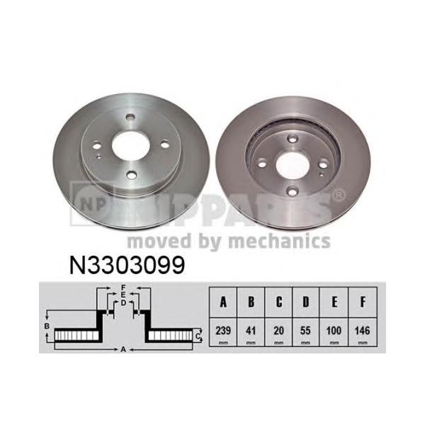 NIPPARTS - N3303099 (Торм.диск зад. 4 отв.)