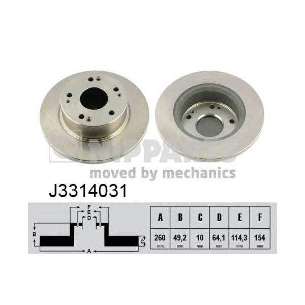NIPPARTS - J3314031 (Диск тормозной задний Ø260x10)
