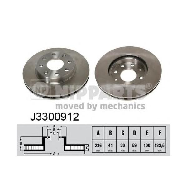 NIPPARTS - J3300912 (Диск тормозной передний Ø236x20)