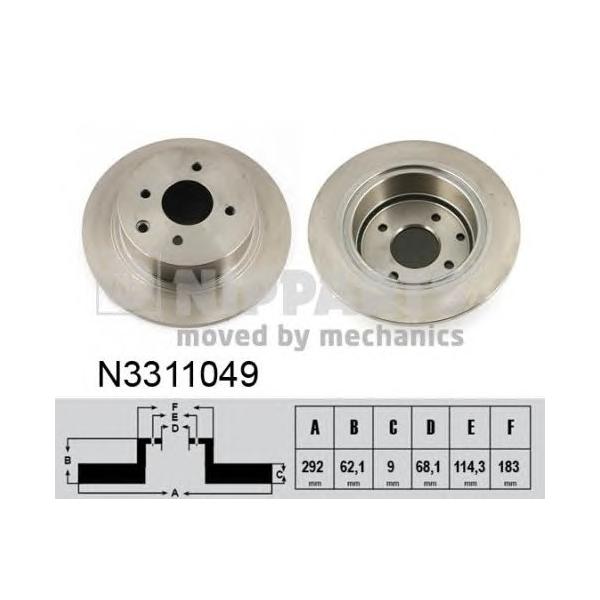NIPPARTS - N3311049 (Диск тормозной задний Ø292x9 Tiida 07~10)