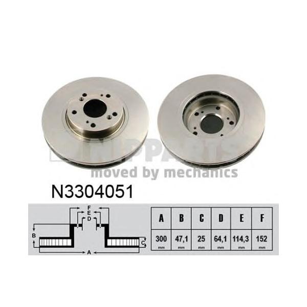 NIPPARTS - N3304051 (Диск тормозной передний Ø300x25)