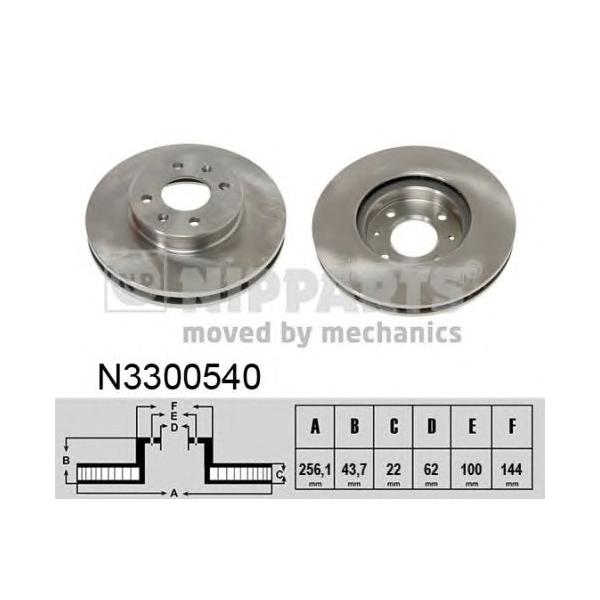 NIPPARTS - N3300540 (Диск тормозной передний Ø256x22)