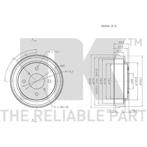 NK - 252225 (Барабан тормозной Ø203x43.5 Nissan Almera Classic)
