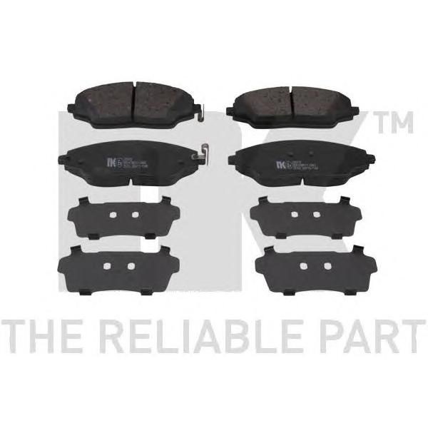 NK - 225018 (Колодки тормозные дисковые передние с звуковым предупреждением износа и прижимной пластиной / CHEVROLET Aveo,Cobalt)