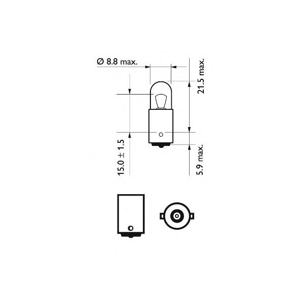 PHILIPS - 12929CP (Лампа T4W 12V 4W BA9S T8,5x24,5)