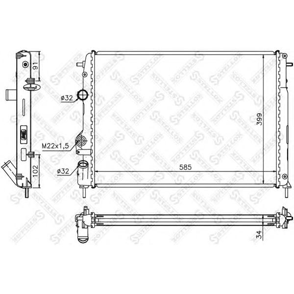 STELLOX - 10-26174-SX (Радиатор системы охлаждения Renault Megane, Dacia Logan 1.5 1.9DCi 00>)
