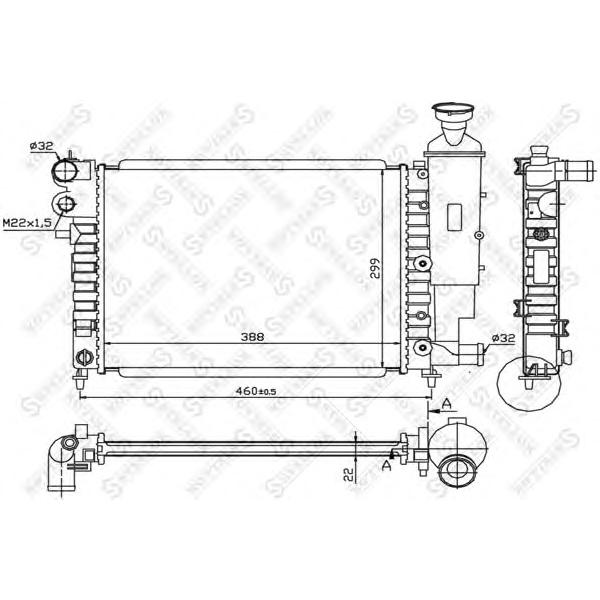 STELLOX - 10-26098-SX (Радиатор системы охлаждения МКПП 390x322x23 Peugeot 106 I 1.0-1.4 1.1-1.4i 91-95)