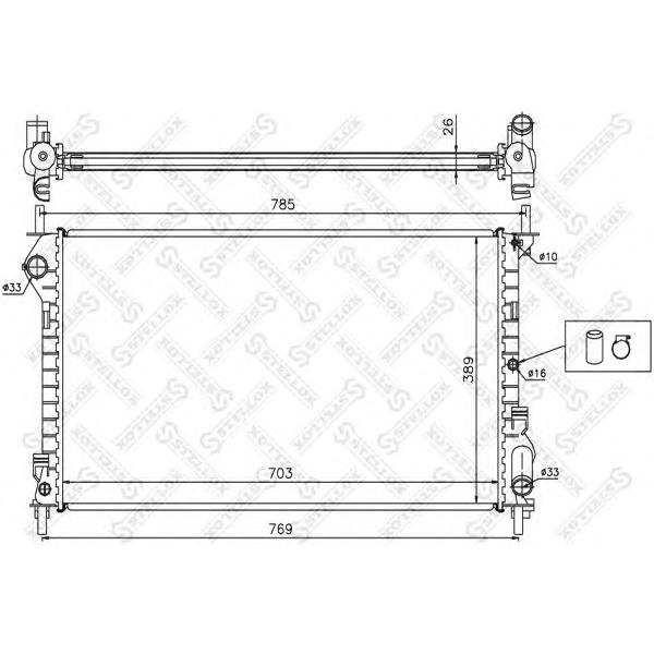 STELLOX - 10-25395-SX (Радиатор системы охлажденияMкпп Ford Transit Connect 1.8i 16V 1.8TDCi 04>)