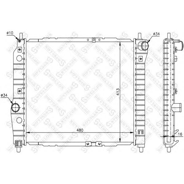 STELLOX - 10-25193-SX (Радиатор охлаждения двигателя 480x415 (МКПП) Chevrolet Aveo (T200/T250))