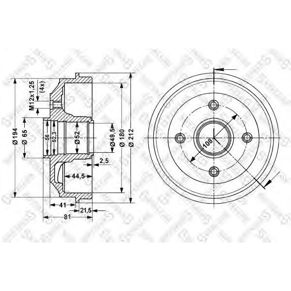 STELLOX - 6025-3705-SX (Барабан торм. Peugeot 306, Citroen ZX Xsara all 91> без ABS)