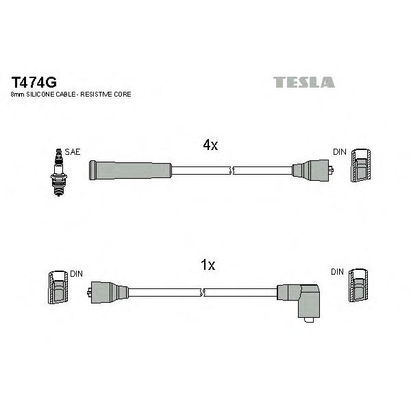 TESLA - T474G (T474G-TSL_к-кт проводов! Ford Escort/Fiesta /Orio)