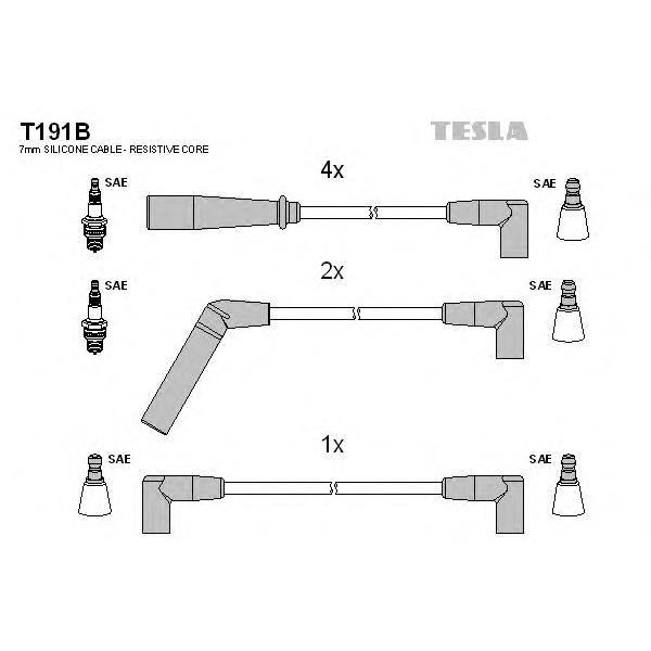 TESLA - T191B (Провода высоковольтные комплект)