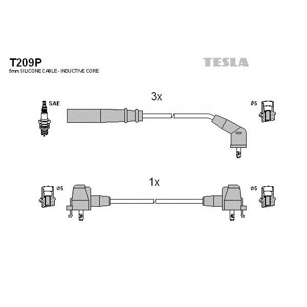 TESLA - T209P (T209P-TSL_к-кт проводов! Daihatsu Coure/Domino/Mo)
